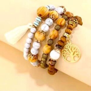 NWT - Bohemian Boho Style Stack Bead Bracelet - Stretxhy fits all sizes Handmade